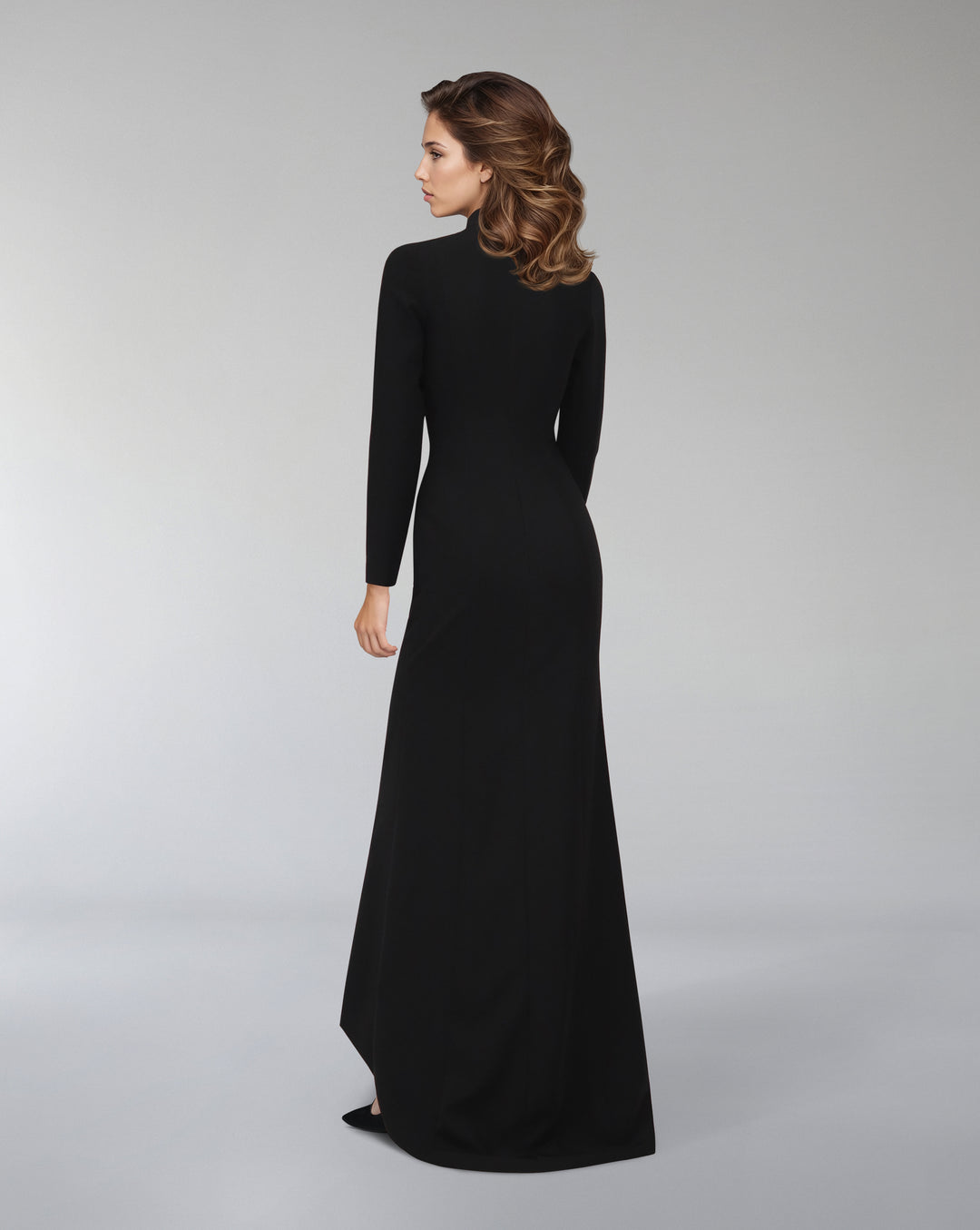 High neck - long sleeve dress with beaded chest