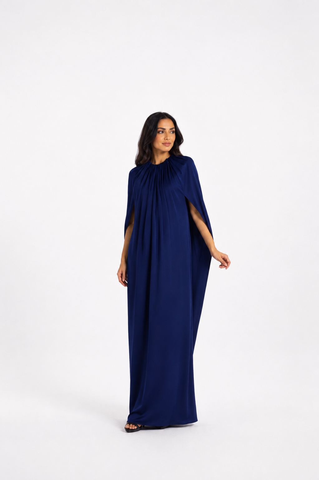 Draped Cape Maxi Dress – ELYSIA
