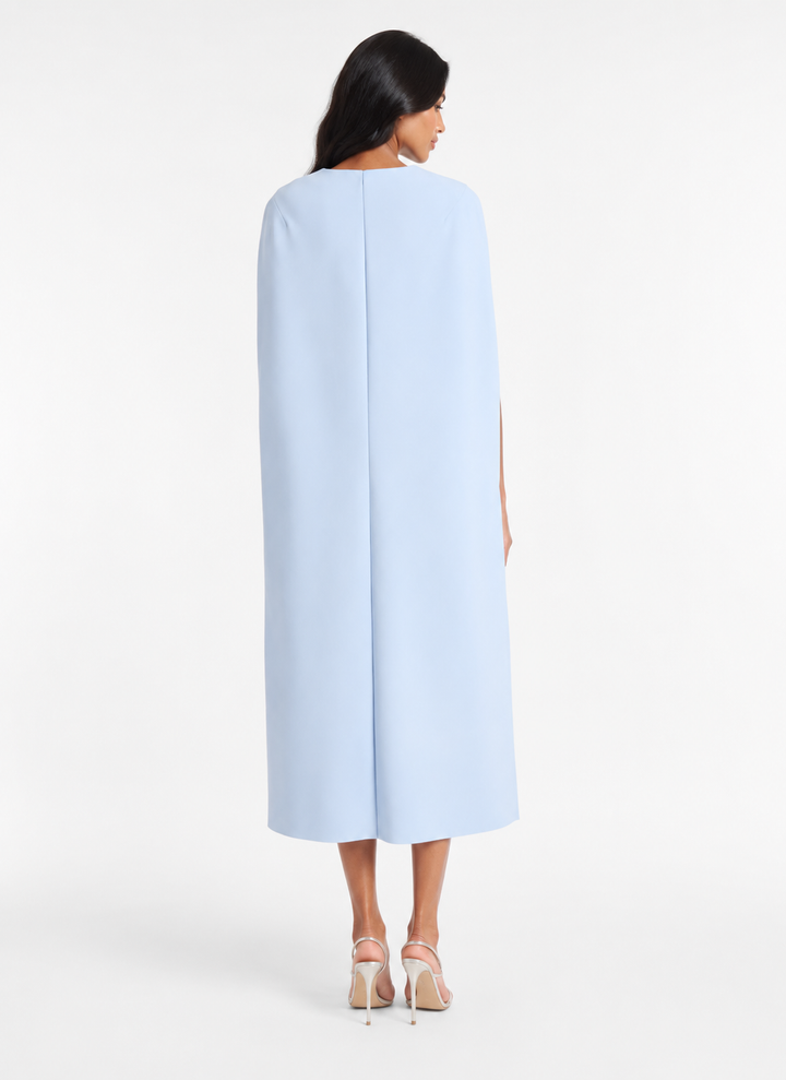 Draped Cape Midi Dress – Sky
