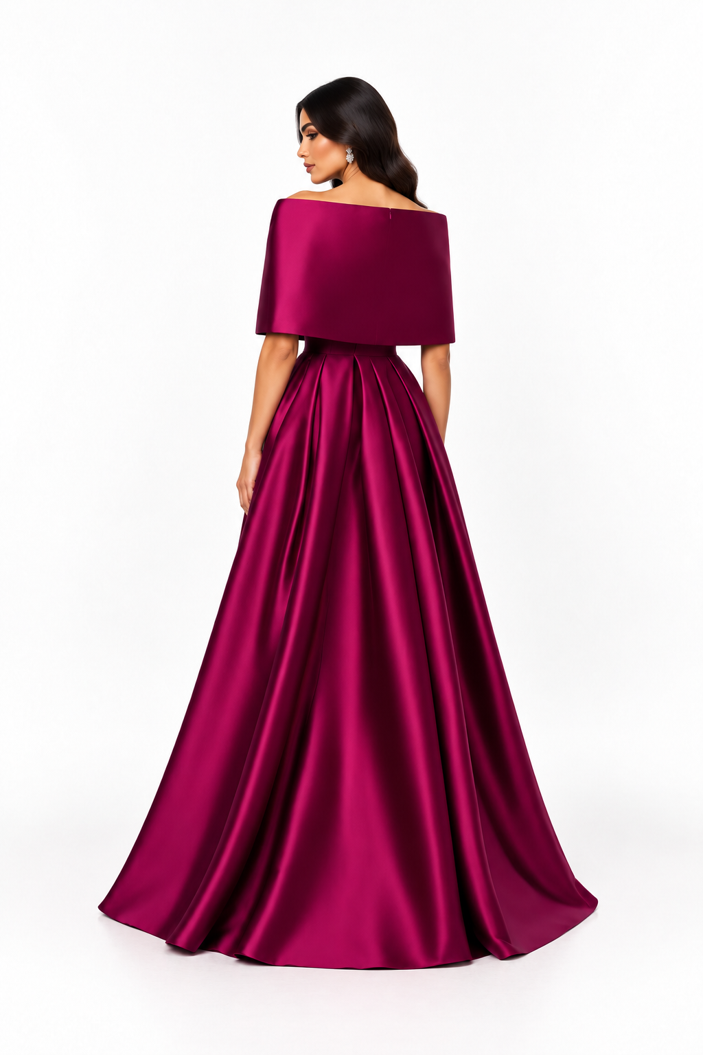 Off-Shoulder Bow Satin Evening Gown - Allure