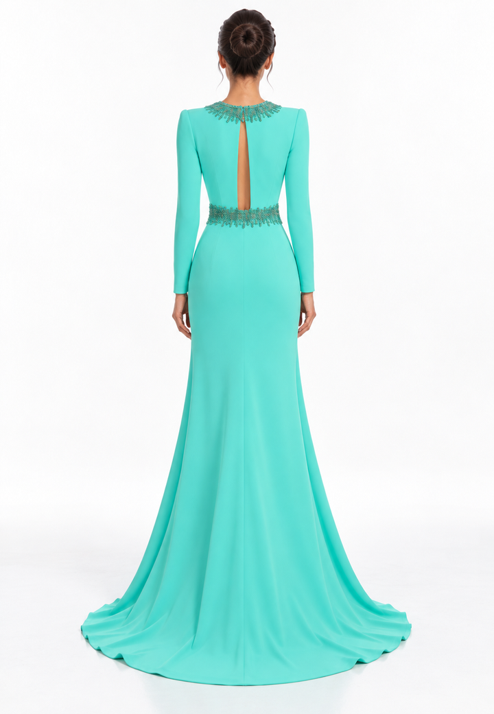 Mint Green Crystal Embellished Maxi Dress - Jasmine