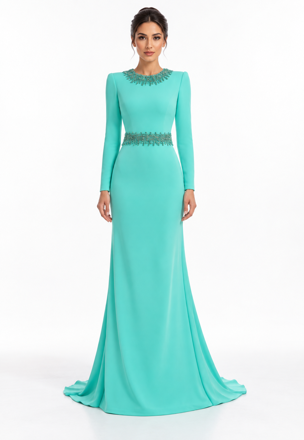 Mint Green Crystal Embellished Maxi Dress - Jasmine