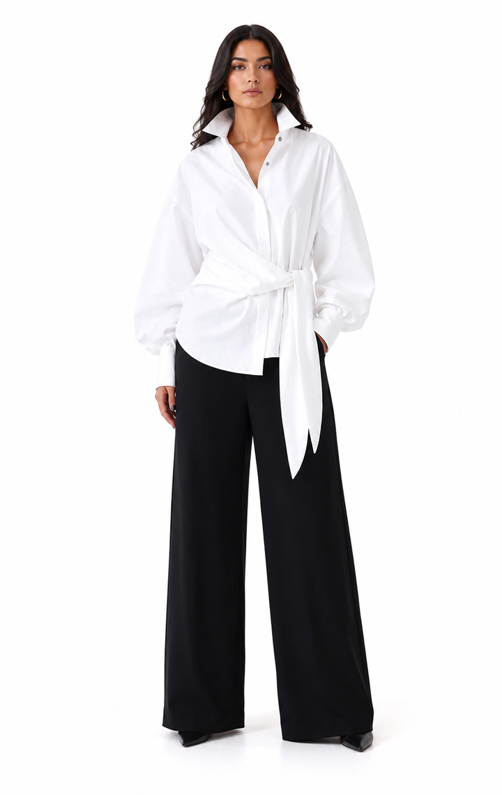 Oversized Tie-Waist Shirt – Blush