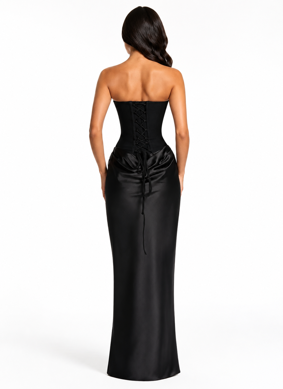 Strapless Draped High-Slit Maxi Dress – SOLARA