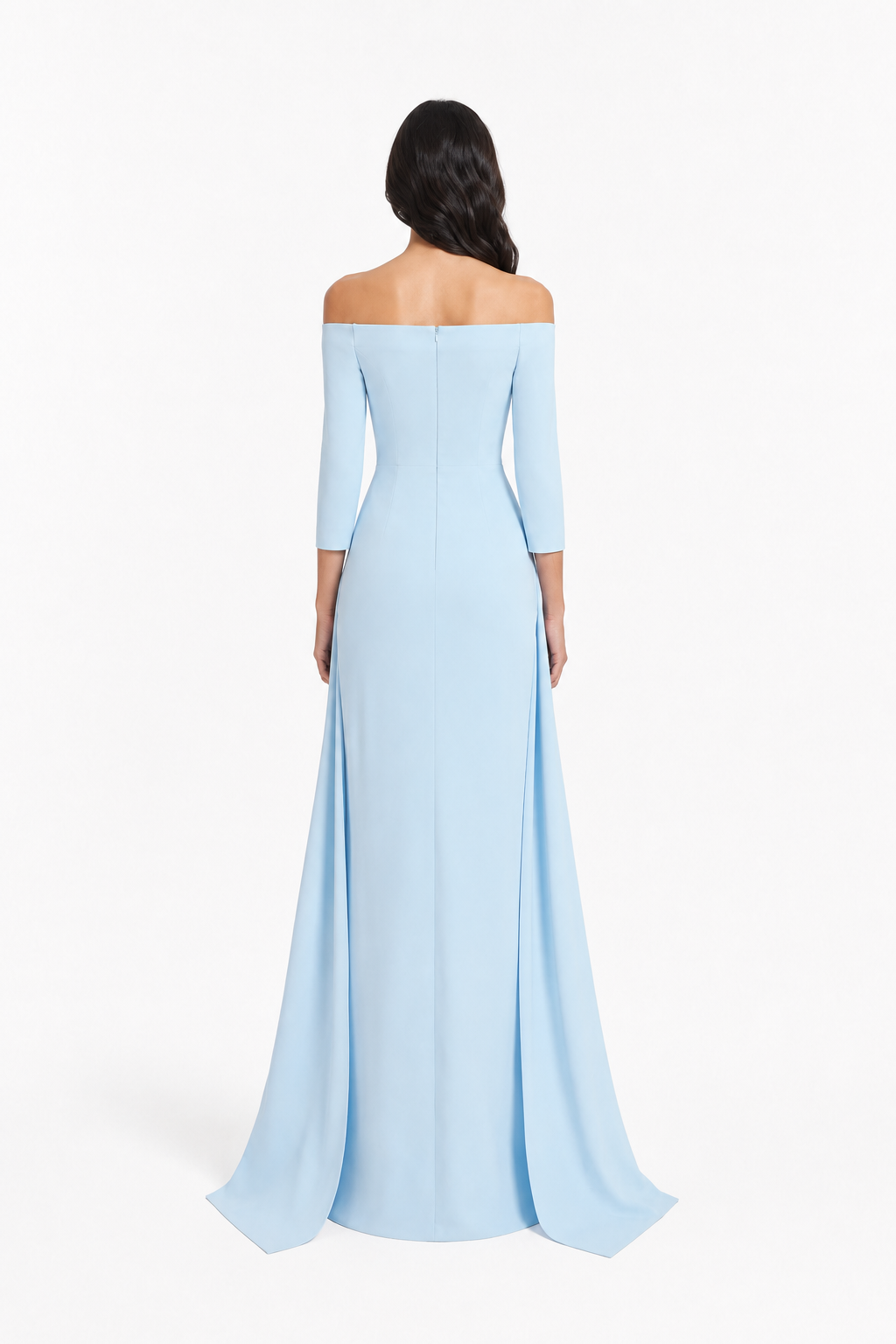 Sky Blue Off-Shoulder Ruffle Evening Gown – SERENITY