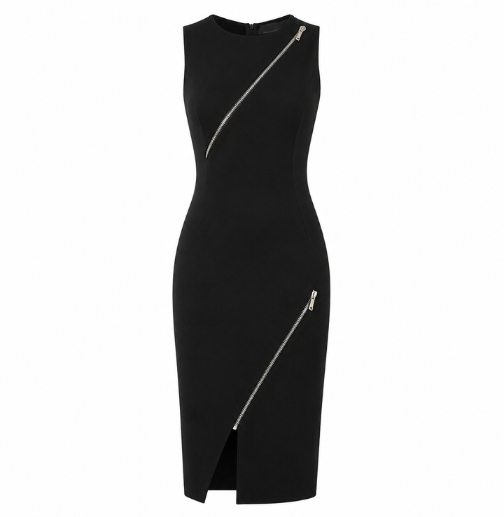 Asymmetric Zip Midi Dress – Edge