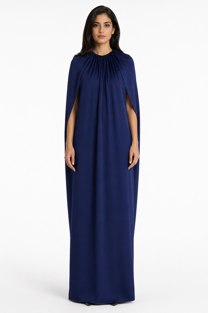 Draped Cape Maxi Dress – ELYSIA