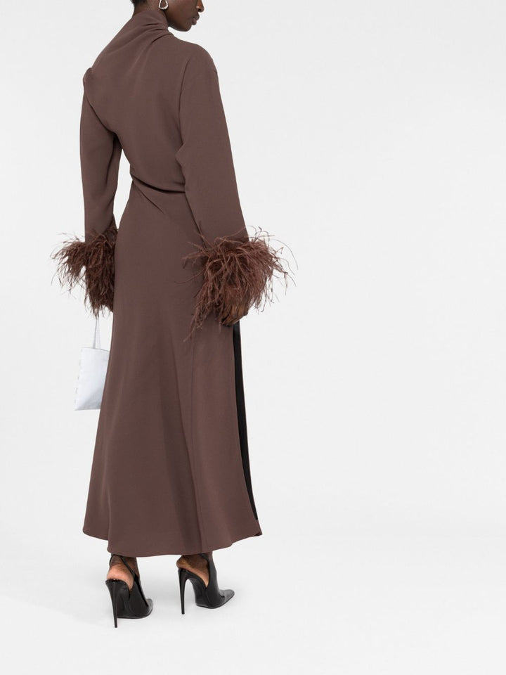 One-shoulder midi dress with feather cuffs – COCOA