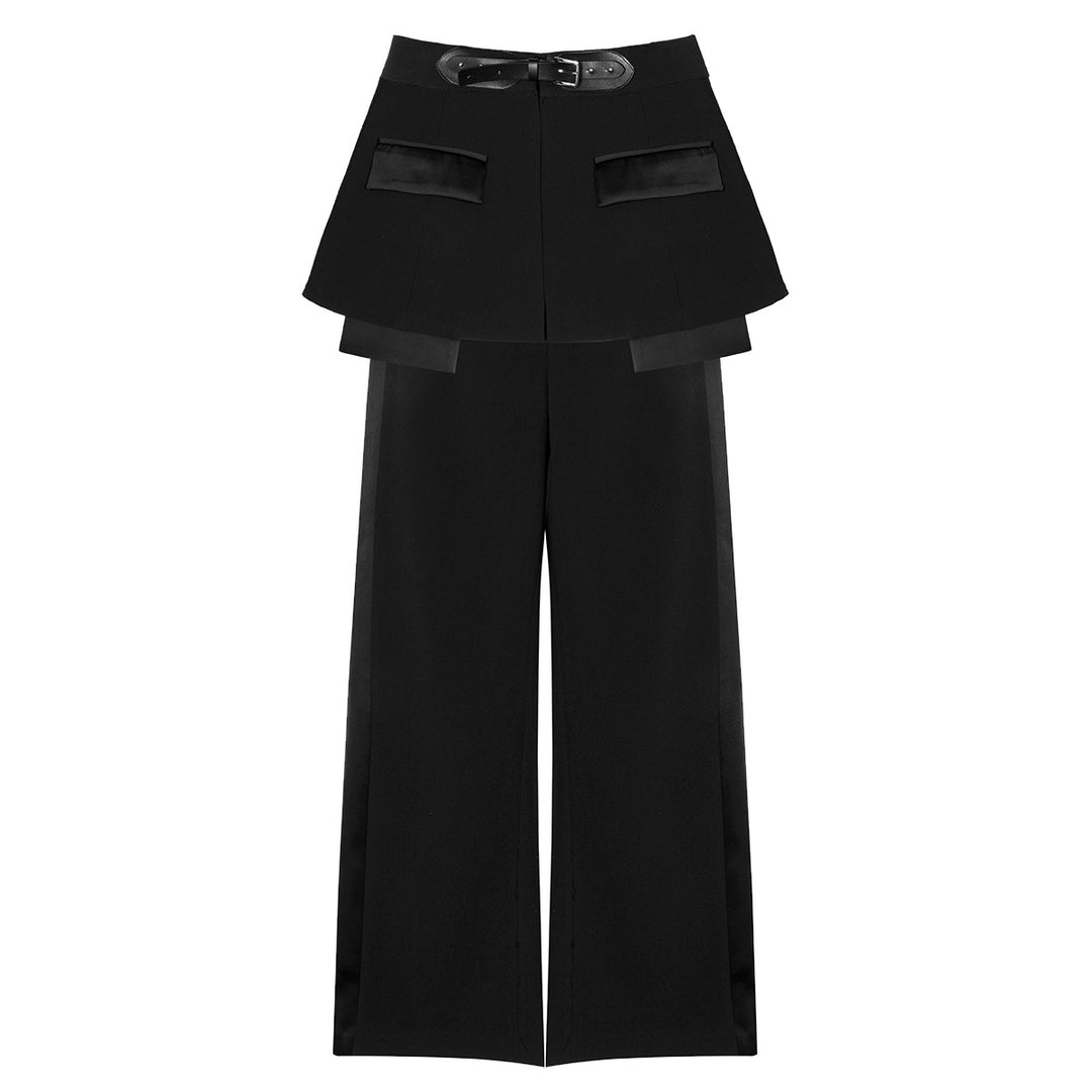 Layered Wide-Leg Pants with Belt – BASEM