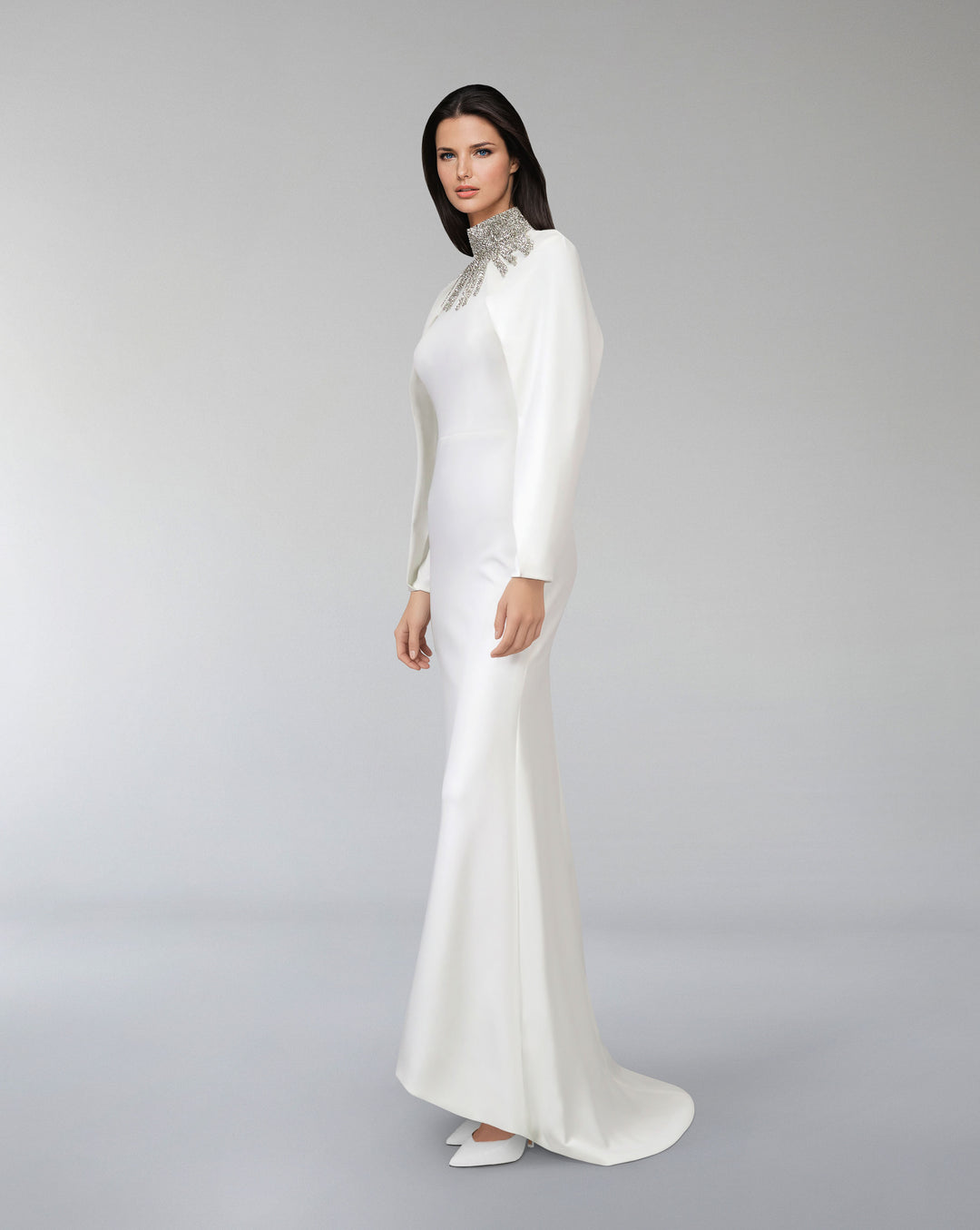 Beaded collar dress with capelet sleeves-Sheldon