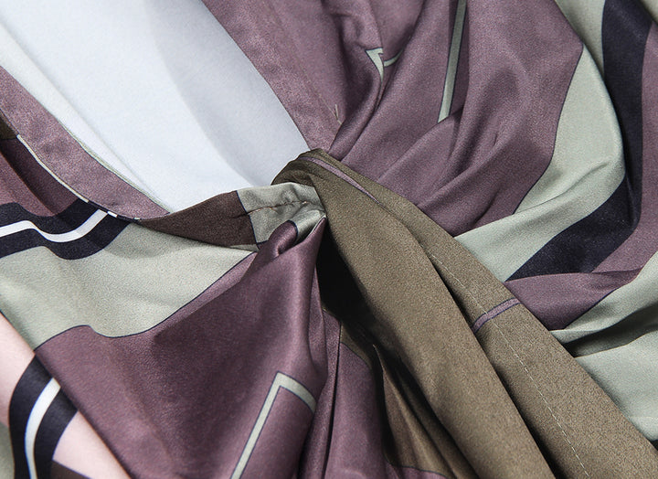 geometric print draped shirt dress with twisted front - ZARADY