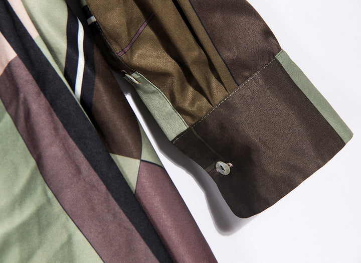 geometric print draped shirt dress with twisted front - ZARADY