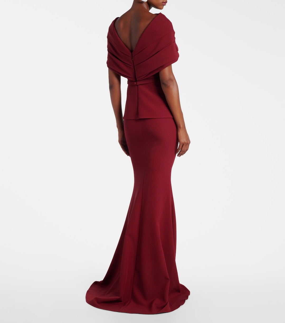 Off-shoulder layered mermaid gown – GARNET