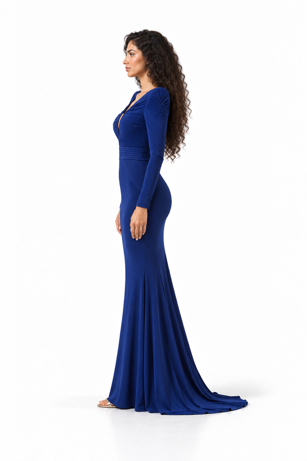 Ruched Deep V Sculpted Evening - Veloria