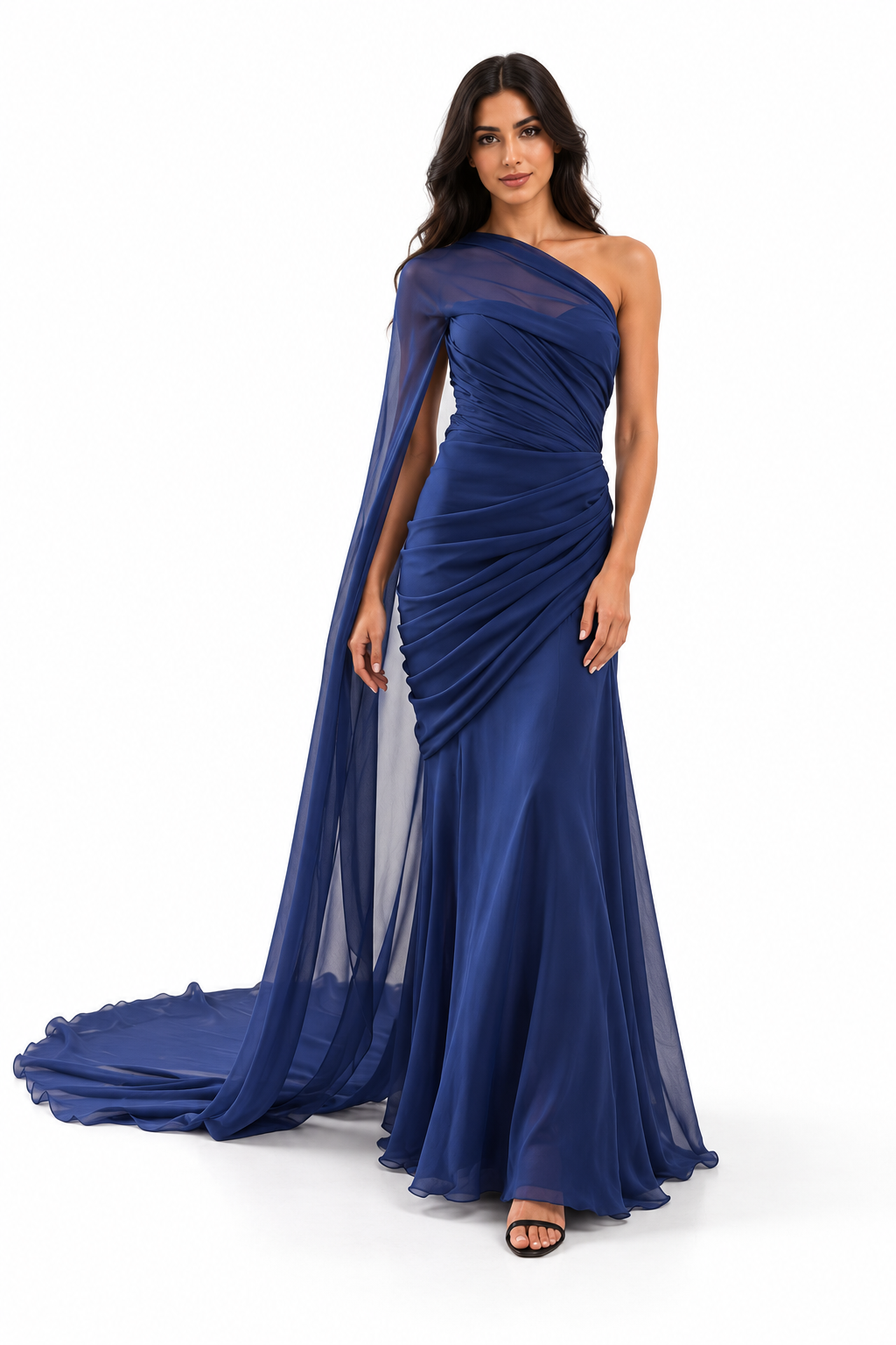 Royal Blue One-Shoulder Draped Maxi Dress - Sapphire