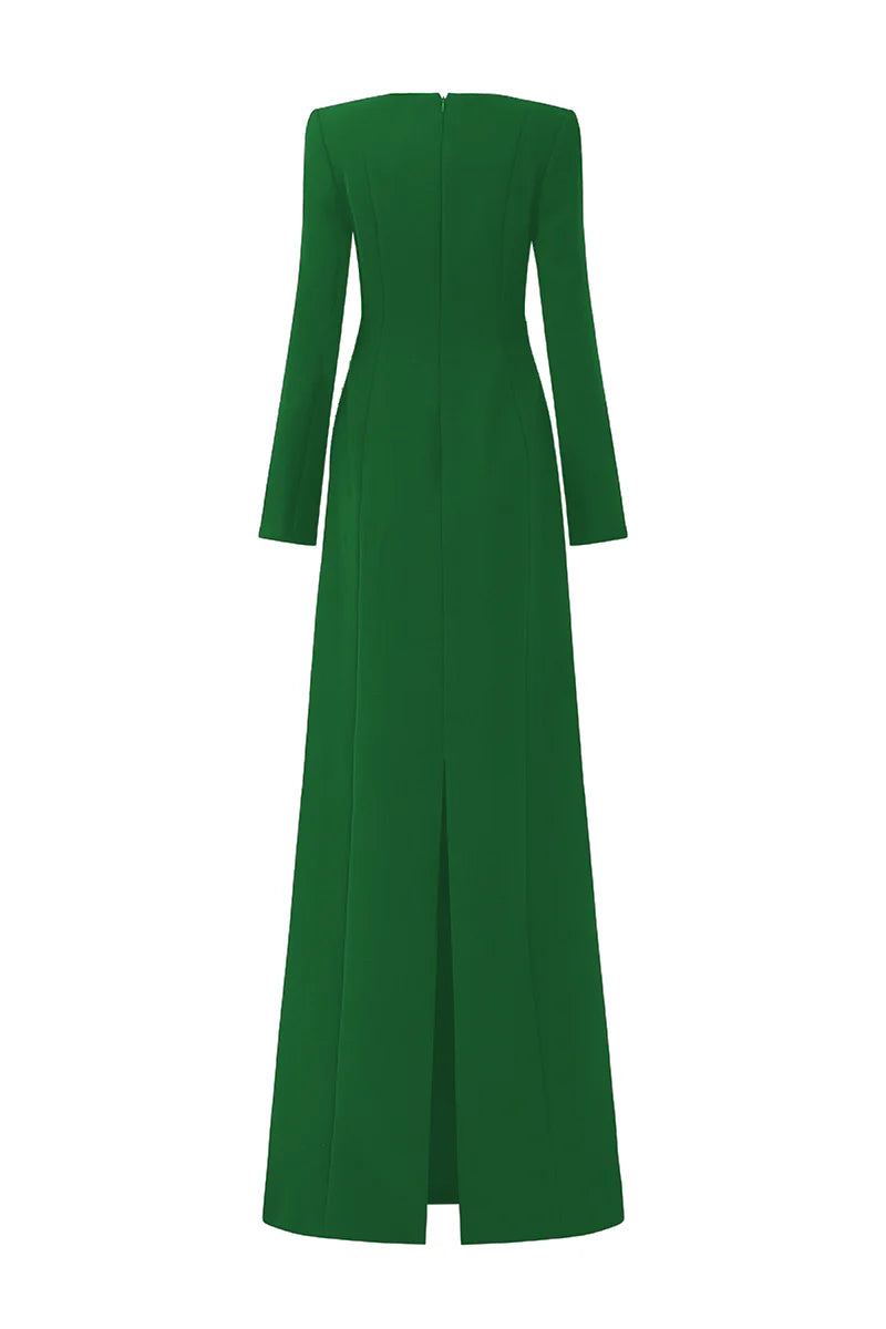 embellished sculptural gown with long sleeves – OCEANA