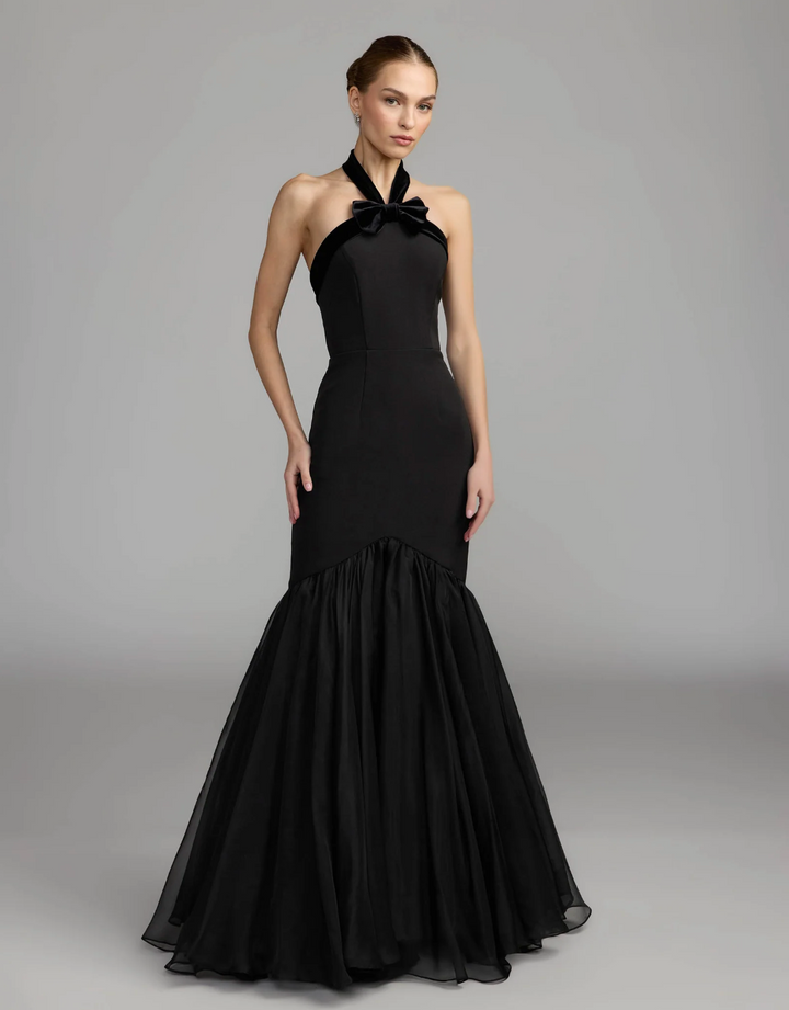 Bow Halter Mermaid Maxi Dress - Evelina