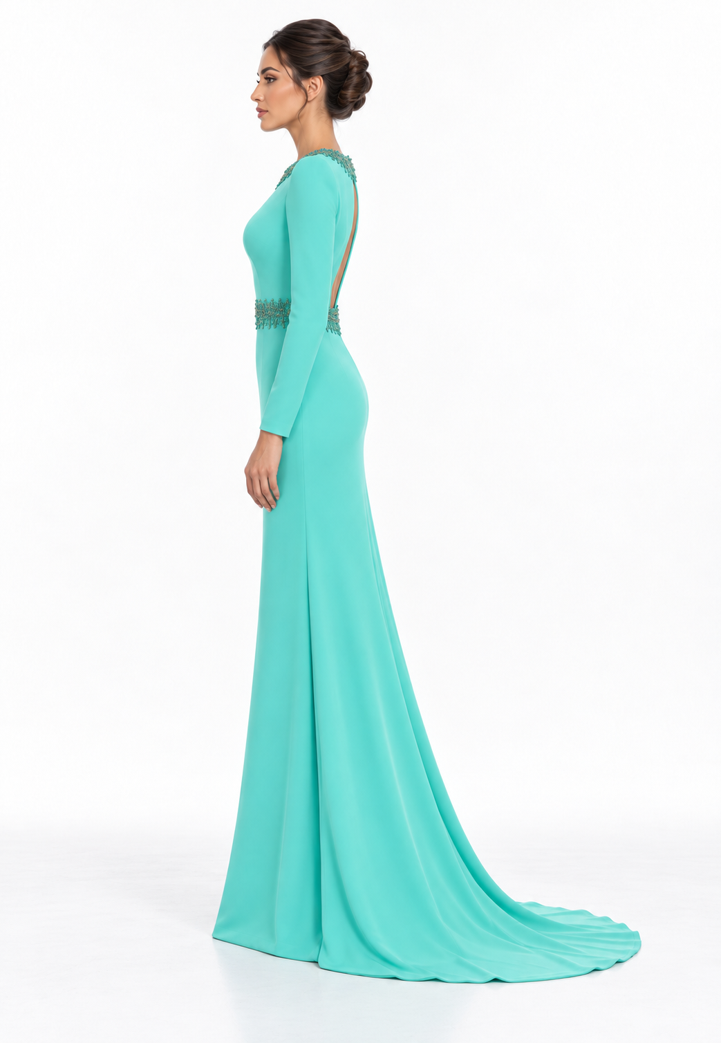 Mint Green Crystal Embellished Maxi Dress - Jasmine