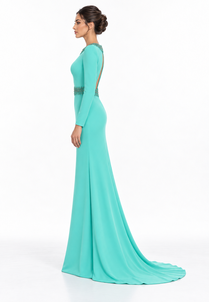 Mint Green Crystal Embellished Maxi Dress - Jasmine