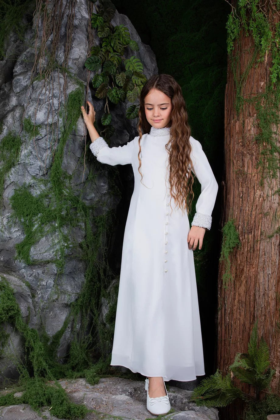 Long Sleeve Maxi Dress with Pearl Button Detail – GRACE