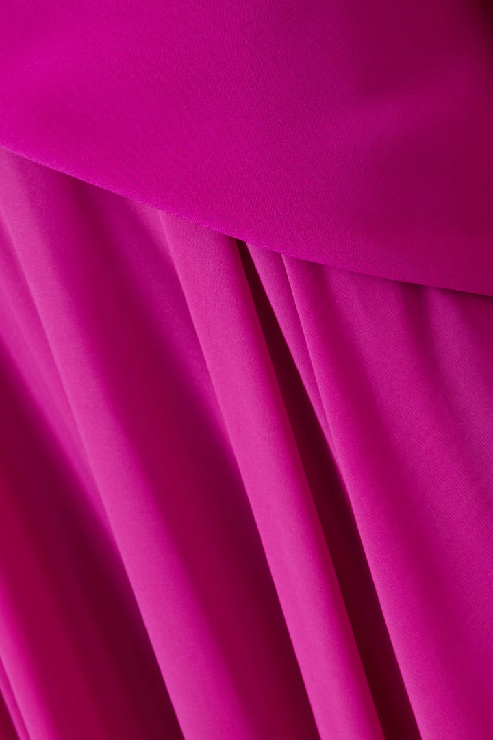 one-shoulder gown with flowing cape – DARIIEN