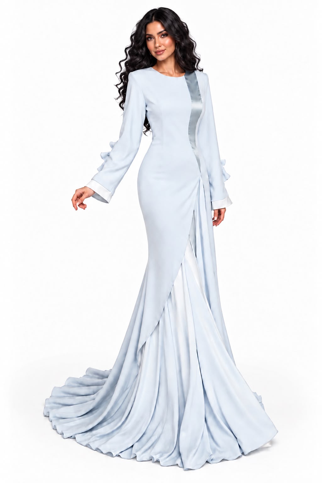 Draped Panel Gown - Silver
