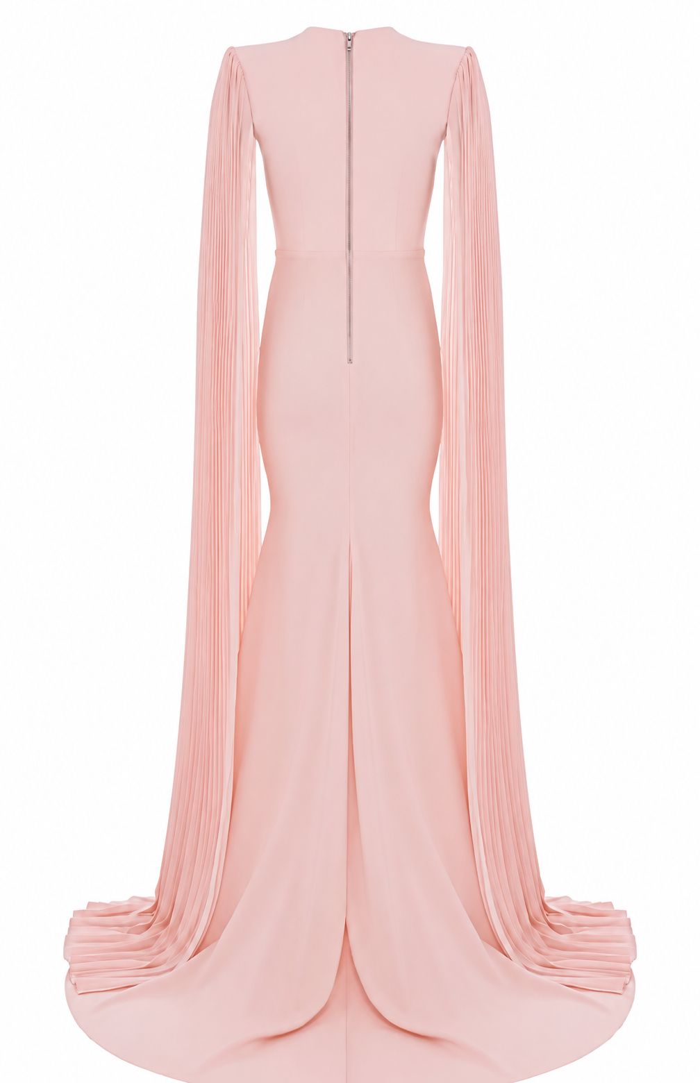 Pleated Cape Sleeve Evening Gown - Grace