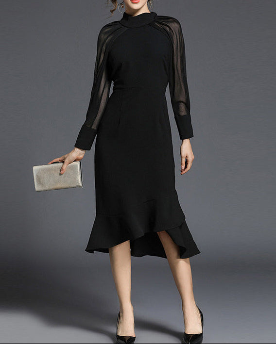 Haut à manches évasées plissées et ensemble jupe longue avec ceinture à la taille – Rosiny 