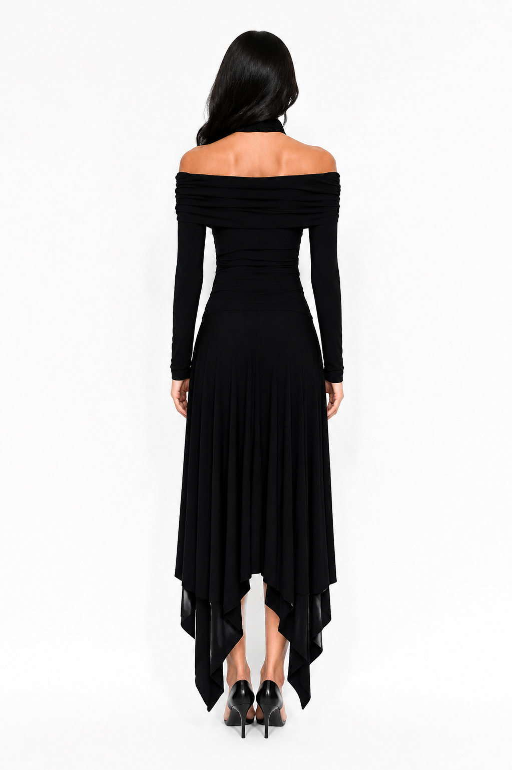 Twist Neck Asymmetrical Maxi Dress - GOLYA