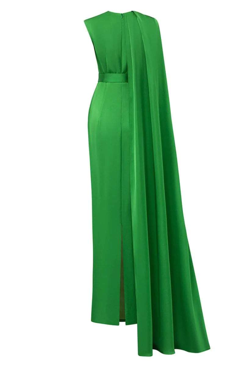 asymmetric shoulder gown with satin waistband – DUSK