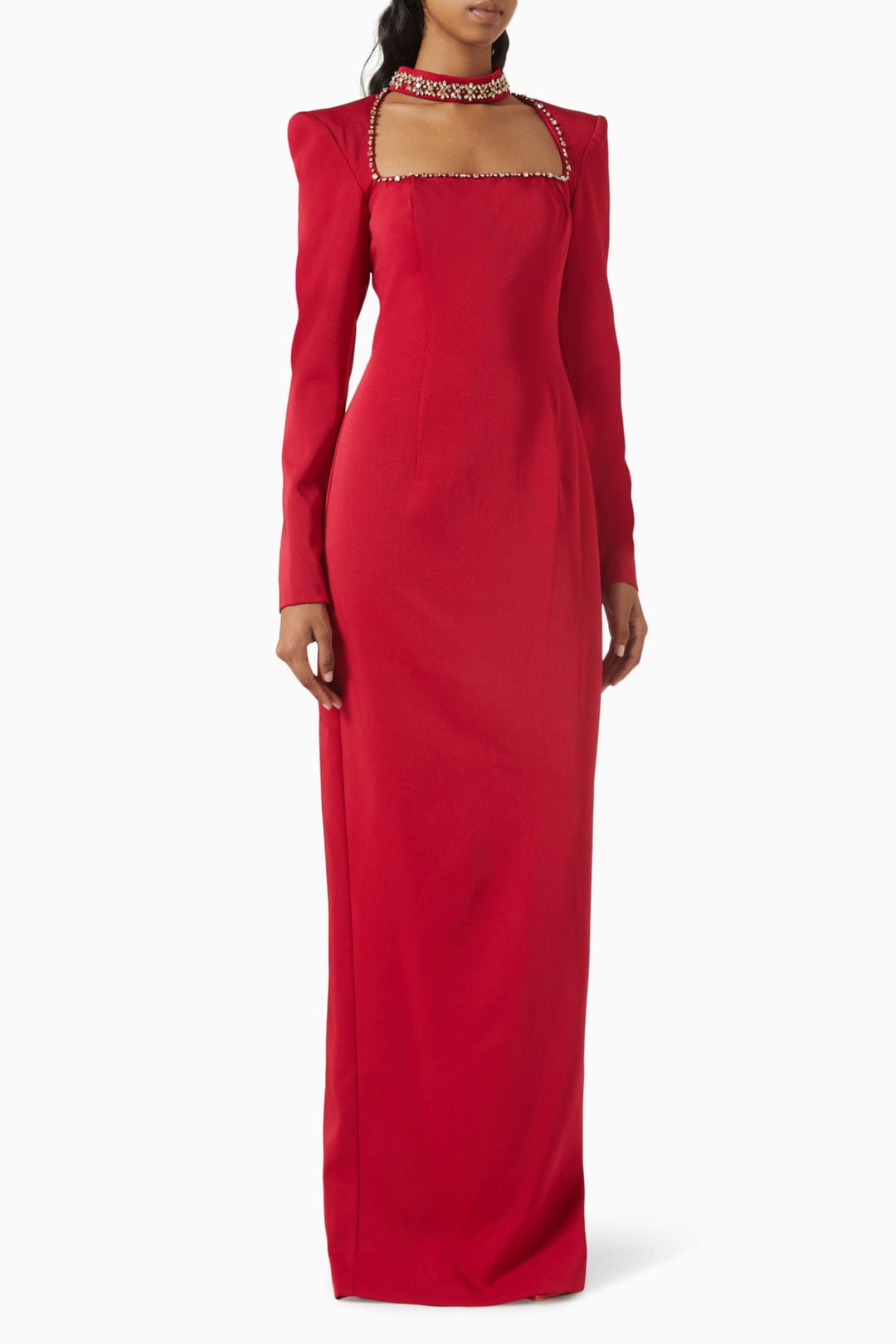 embellished square-neck column gown – MIDNIGHTR