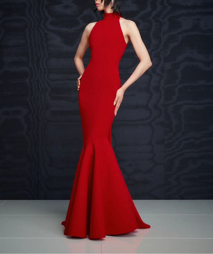 halter mermaid gown with sculpted flare – KERRA