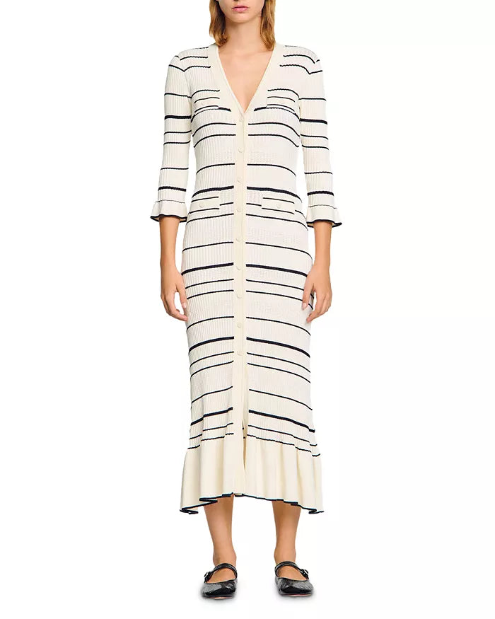 Haut à manches évasées plissées et ensemble jupe longue avec ceinture à la taille – Rosiny 