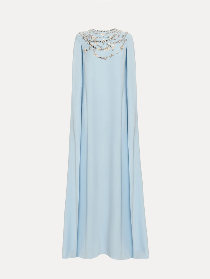 cape-sleeve gown with embellished neckline – AERIN