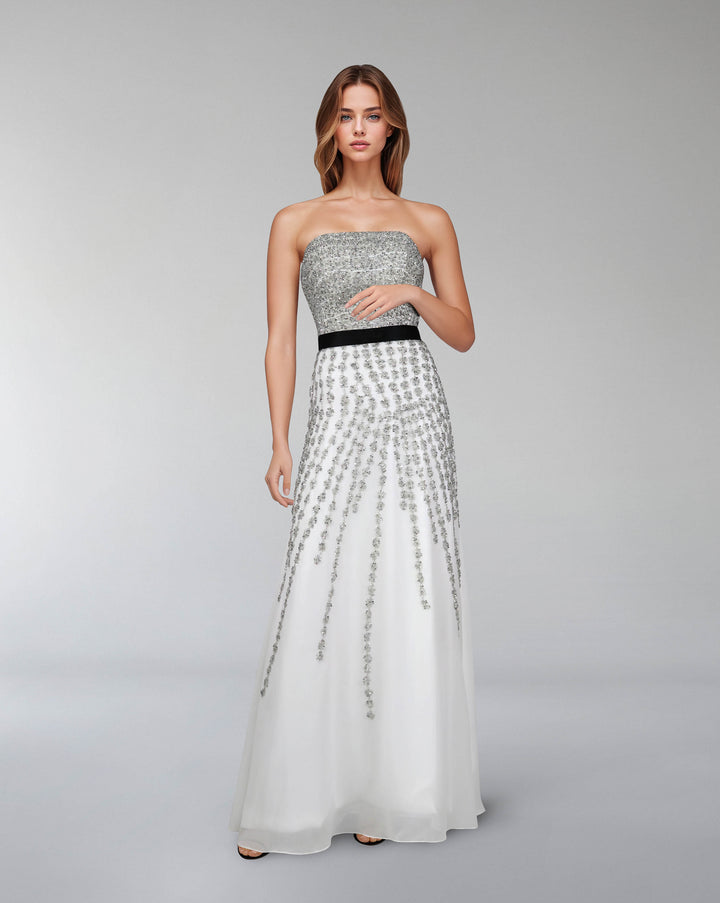 strapless beaded dress with waistband - SAGEN