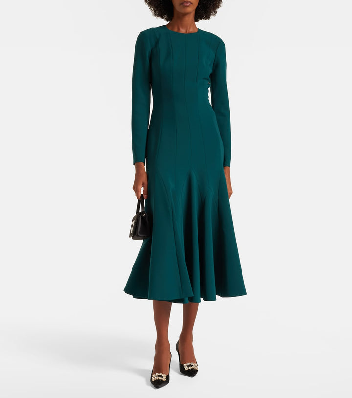 long-sleeve fit-and-flare midi dress – RENAAH