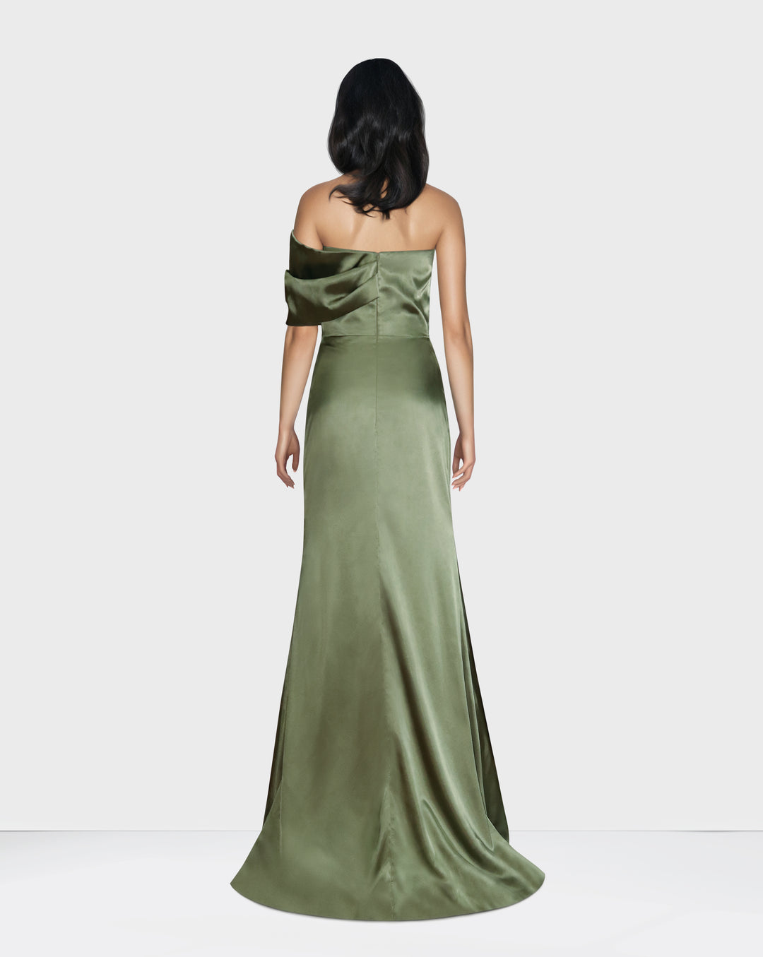 strapless satin dress with side slit -Nalien