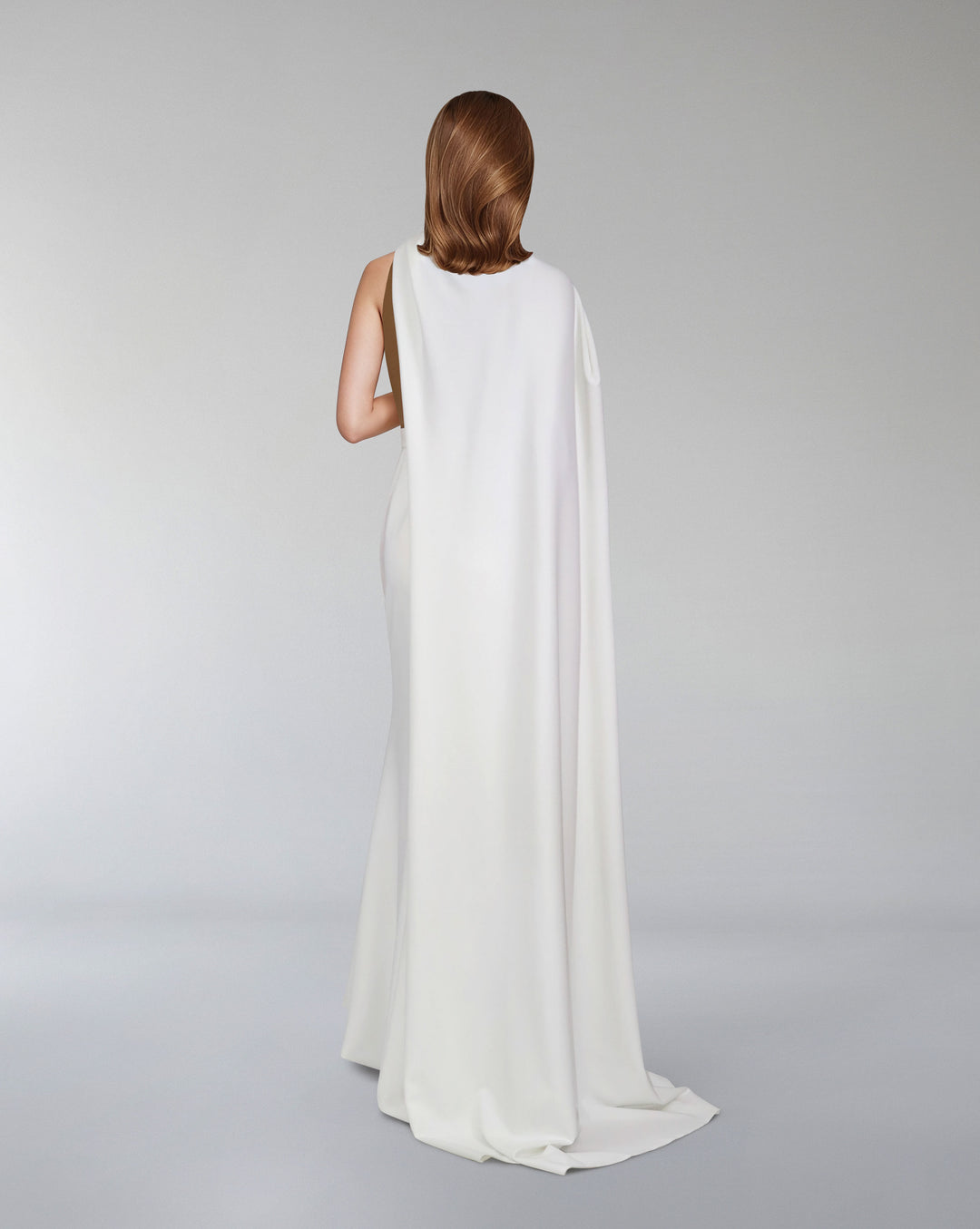 Sleeveless column dress with detachable side cape  - ALINA