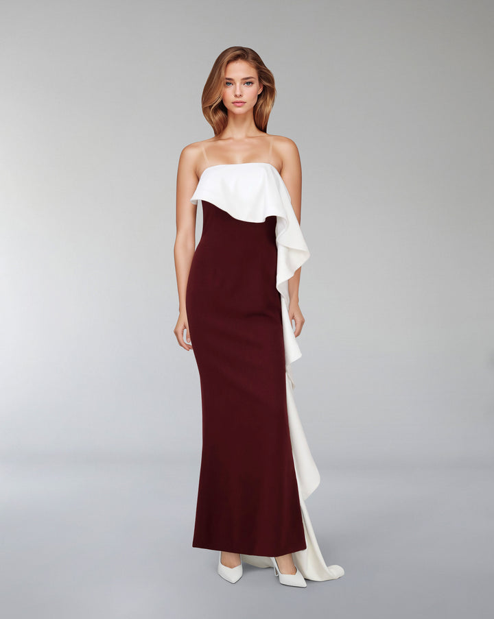 Strapless dress with side ruffle - FENE