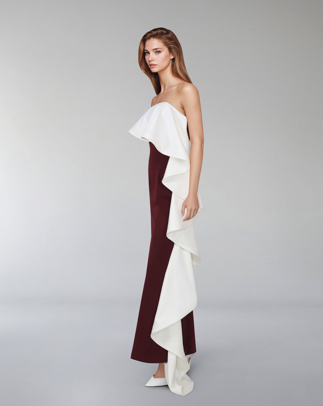 Strapless dress with side ruffle - FENE