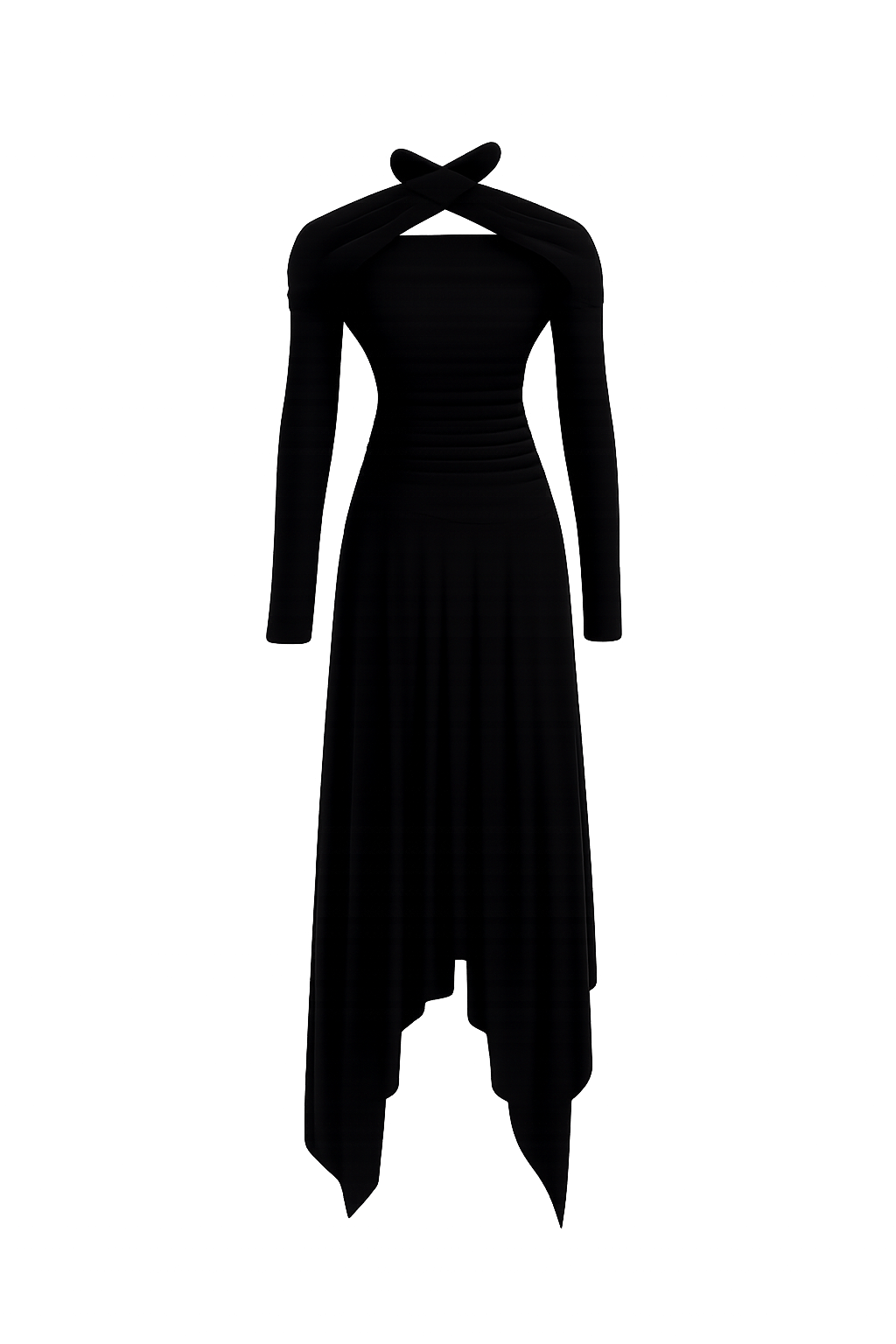 Twist Neck Asymmetrical Maxi Dress - GOLYA