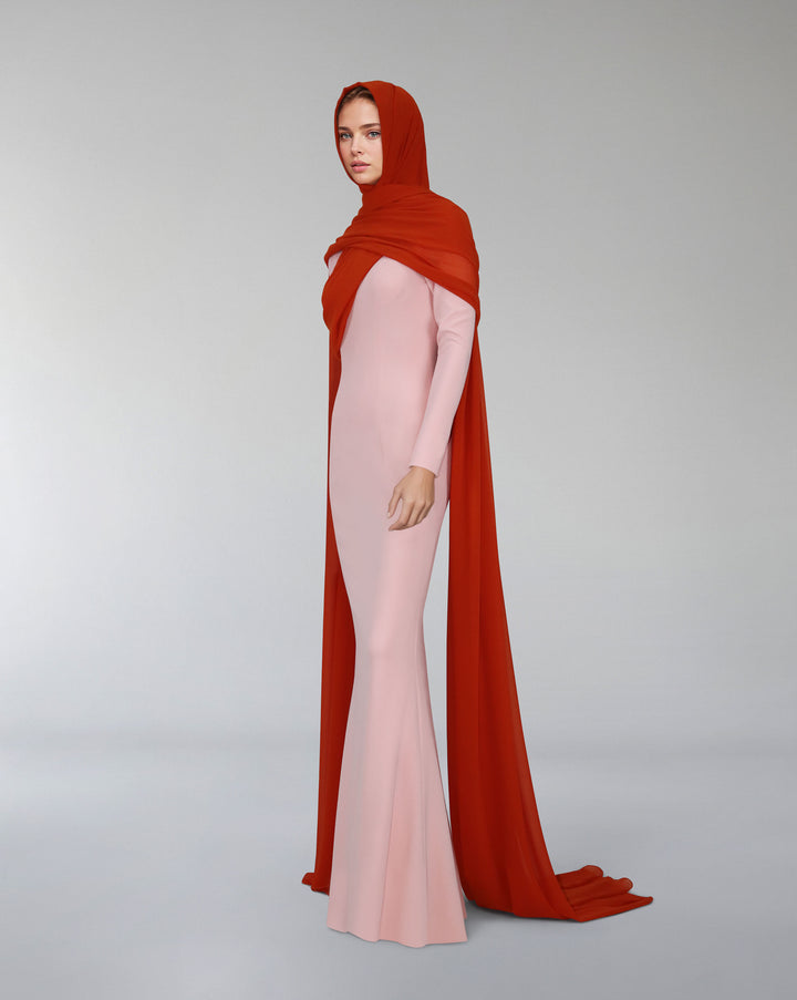 Long sleeve column dress with cover - TALIA