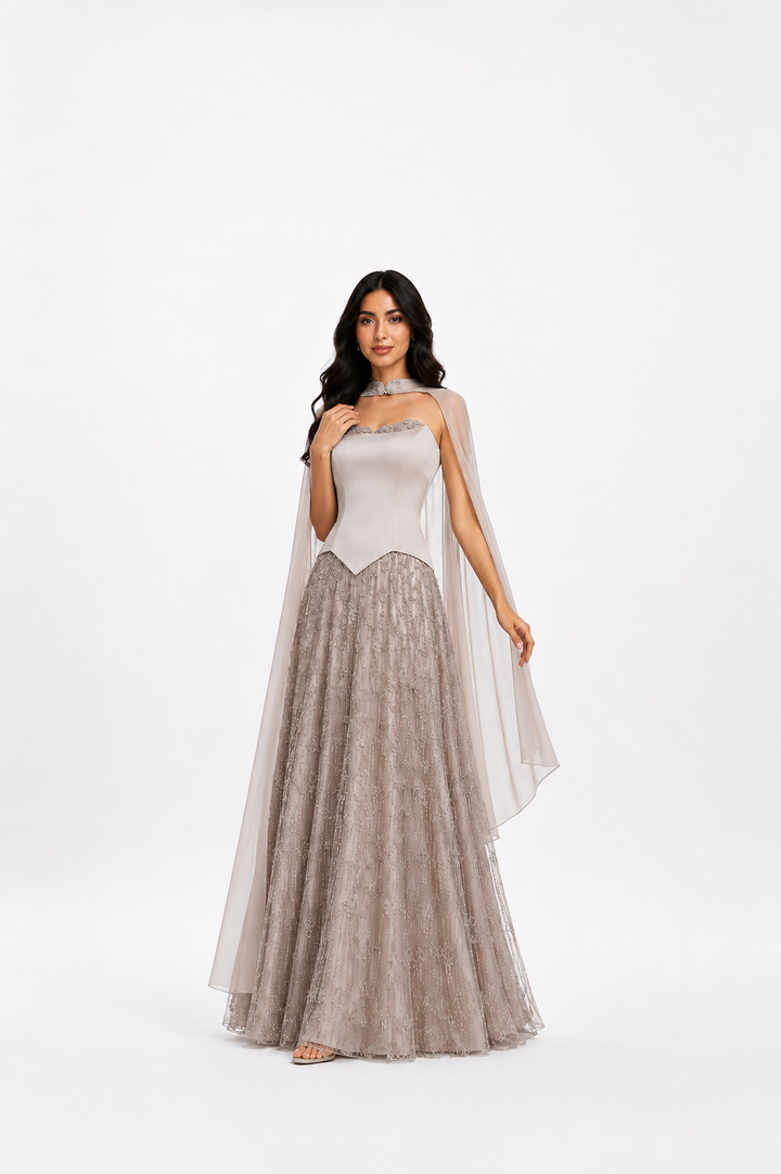 Crystal Draped Evening Gown – MINTELLE