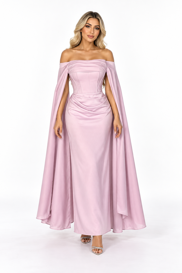 Off-Shoulder Cape Draped - Blush