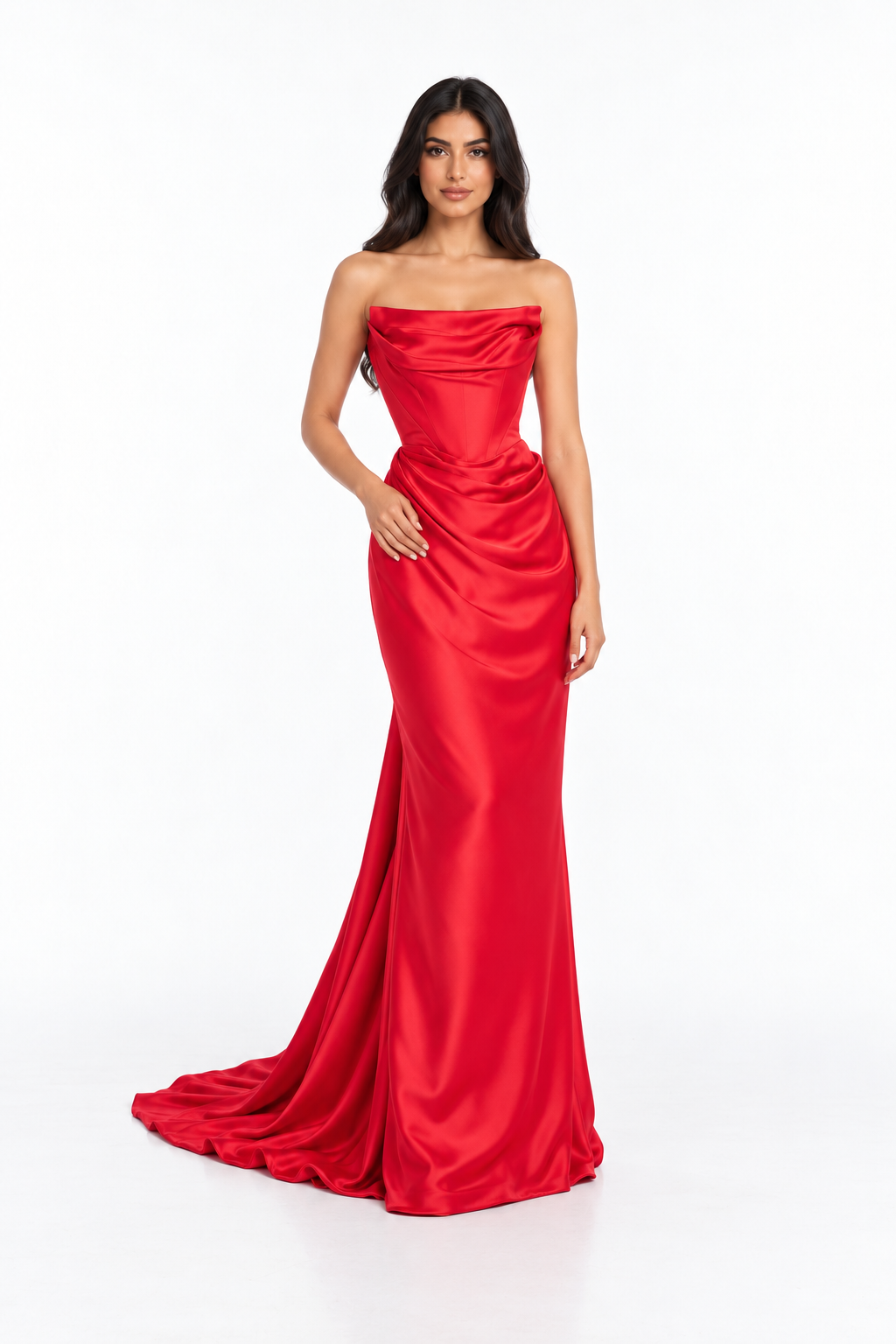 Draped Satin Gown - Evelisse