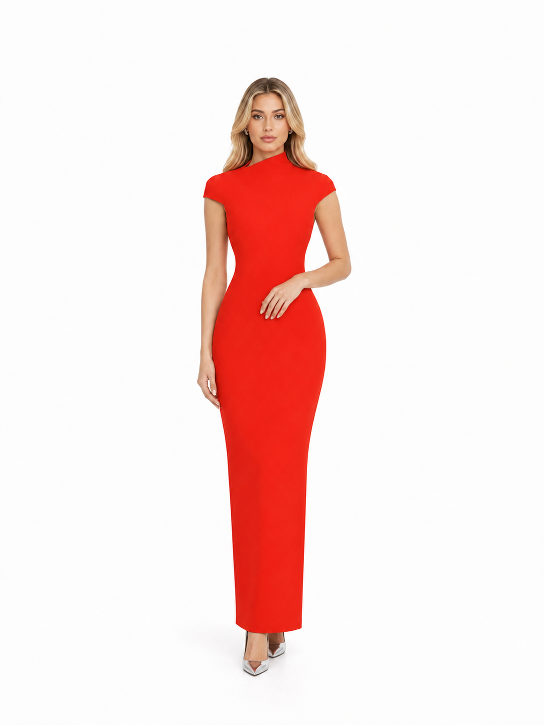 High Neck Column Maxi Dress – VERMELLA