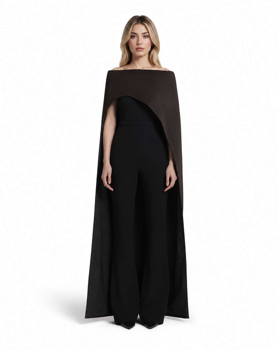 Cape Overlay Wide-Leg Jumpsuit – NOIRELLE
