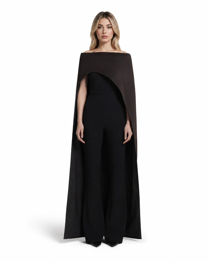 Cape Overlay Wide-Leg Jumpsuit – NOIRELLE