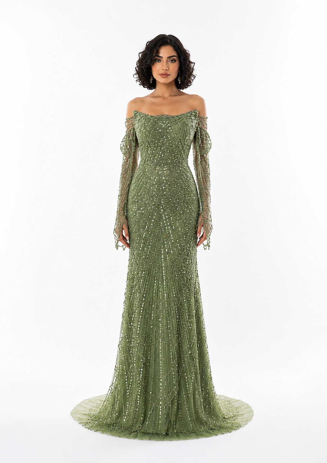 Crystal Draped Strapless Gown – VERDENA