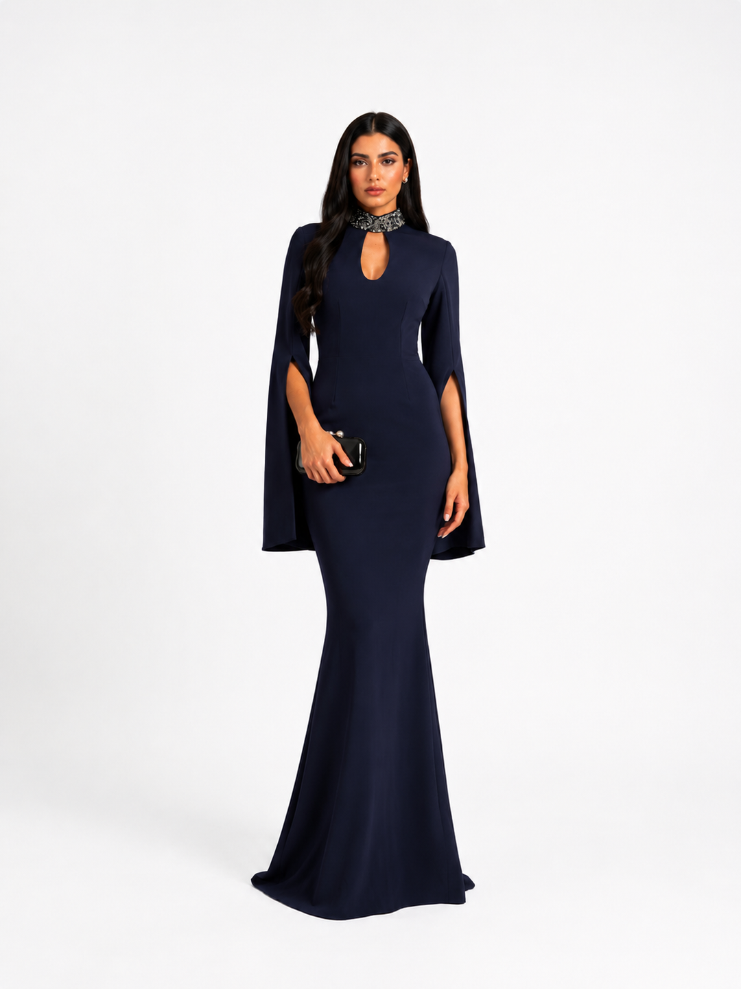 Embellished Cape Sleeve Mermaid Maxi Dress – NOCTARA